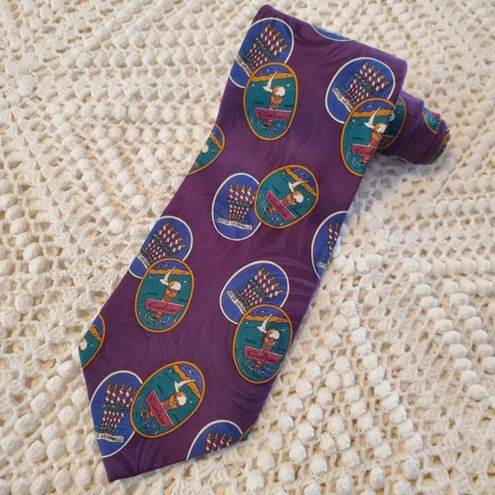 Vintage Chaps Ralph Lauren Men's Necktie Purple‎ 100% Silk Made In USA